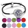 Pulseira de Óleo Essencial de Aromaterapia de Venda Quente Transfronteiriça Liga Difusor de Perfume Pulseira Corda Pulseira de Couro Preto para Homens e Mulheres