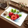 Tapetes de terra de diatomáceas com tema de frutas para bancadas de cozinha, absorventes, antiderrapantes, fáceis de limpar e resistentes ao calor, proporcionando proteção para a louça
