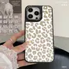 Moldura de Foto Espelhada com Estampa de Leopardo Transparente Adequada para Capa de Celular Espelhada Anti-Queda Apple 17Promax Capa Protetora para iPhone16
