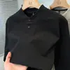 Moletom de tricô waffle para homens, outono e inverno, camiseta casual de manga comprida para homens jovens e de meia-idade, cor sólida, top interno simples para o outono