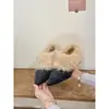 ¡Zapatos de peluche estilo coreano! Zapatos de cuero de moda con punta fina, tacón grueso y forro de piel sintética para mujer, perfectos para otoño