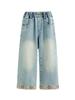 Pantalones para Niñas 2026 Otoño Nuevo Estilo Estilo Chino Jeans para Niñas, Modernos Pantalones Casuales Rectos Sueltos para Niños de Otoño