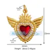 P04 L49B Accesorios para joyería DIY AMOR AMOR corazón circón rojo aceite goteando alas de cupido