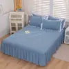 Falda de Cama de Algodón para Todas las Estaciones Cubierta Protectora a Prueba de Polvo con Borde de Falda Sábana de Cama de 1.68m Sábana Ajustable para Colchón
