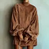 Otoño 2026 Nueva Ropa Europea y Americana para Mujer Estación Independiente Amazon Transfronteriza Elegante Suelta Vestido de Manga Larga con Manga de Farol