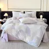 Juego de Cama Grueso Tallado de Leche y Acogedor de Cuatro Piezas para Otoño e Invierno Juego de Ropa de Cama Gruesa Cálida de Coral Fleece 3