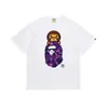 Suministro Mayorista Transfronterizo de Marca de Tendencia de Comercio Exterior Camiseta de Manga Corta Pesada de 260g con Cabeza de Mono Tiburón Bape Ape