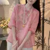 Nueva camisa tradicional de estilo chino con cuello cruzado para mujer, elegante, estiliza la figura, top versátil de verano