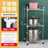 Estante de Almacenamiento Multicapa de Acero Inoxidable Engrosado con Ruedas, Estante de Almacenamiento de Cocina, Estante de Ollas Multifuncional de Pie