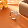 Anel Aberto Floral Vazado Estilo Retrô com Toque de Luxo, Design da Moda de Nicho, Anel de Metal Ajustável