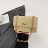 Tecelagem da Moda 2026 Verão Novo Palha Moda Estilo Coreano Fivela de Trava Simples Ins Corrente Transversal Bolsa Quadrada Pequena Feminina