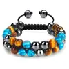 Pulsera de triple protección más vendida de Amazon hecha de piedra ojo de tigre natural y ágata negra, tejido de nudo plano, pulsera ajustable para hombres y mujeres