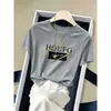 Camiseta de Algodón Puro de Manga Corta para Mujer, Estilo Nuevo 2026, Moda Europea, Versátil, Rejuvenecedora, Adelgazante, Top Gris, Tendencia de Verano