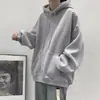 Moletom Estilo Japonês Cor Lisa Homem Tamanho Grande Solto Casual Esportivo Com Capuz Tendência Estilo Coreano Jaqueta Bonita Outono