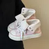 Zapatos de Lona de Caña Alta con Lunares Rosas Estilo Coreano para Mujer 2026 Nuevo Estilo de Primavera Zapatos de Uso Dual Tenis Casuales