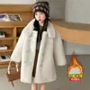 Abrigo de piel para niña, nuevo estilo de invierno, piel sintética de visón para niños, diseño de una sola pieza, largo, afelpado y forrado de felpa