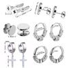 Amazon Hip Hop Rock Aretes para Hombre Traje de 12 Piezas Aretes de Cruz Aretes de Tuerca de Tornillo Patrón de Dragón Retro