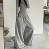 Moda de otoño pantalones deportivos casuales simples adelgazantes nuevos pantalones de chándal de pierna ancha para mujer cintura alta rectos holgados pantalones casuales
