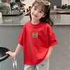 Camiseta de manga corta para niña, nueva y elegante camiseta infantil de verano 2026, camiseta de algodón puro estilo Ins para niñas pequeñas, moderna
