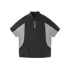 Roupas Masculinas Acu Gola Polo Manga Curta Meio Zíper Cor Contrastante Casual Respirável Solta para Homens Novo Produto Verão 2026