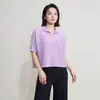 Blusa Básica Plissada Relaxada para Mulheres, Camisa de Manga Curta com Gola Polo Texturizada Estilo Issey Miyake, Conjunto de Roupa para o Trabalho de Verão
