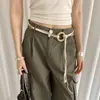 Cinturón Tejido de Madera con Anillo de Estilo Étnico para Mujer, Diseño de Nicho con Estilo Bohemio, Cuerda para la Cintura para Decorar Vestidos y Jeans
