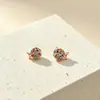 Brincos de Ouro Pequeno Peixe Dourado Cor Diamante Stud Luxo Leve Totalmente Diamante Mini Animal Brinco Delicado Diário Exquisito Brincos Bicolor