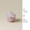 Rinyu Guisong Pintado à Mão Água-viva Cerâmica Três Talentos Gaiwan Conjunto de Chá Exquisito para Senhoras Xícara de Chá Xícara de Chá de Alto Valor Respeito