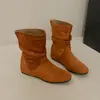 Botines casuales que aumentan la altura para mujer 2026 Otoño/Invierno Nuevas Llegadas Botas Apiladas Plegadas Maillard Botas de Moda Western Retro