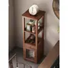 Estante de gabinete de té estilo chino de madera maciza, estante de exhibición de té para sala de té pequeña, soporte moderno minimalista para tazas de té