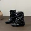 Botas de montar retro de tacón grueso para mujer, nueva colección de otoño 2026, con diseño de pierna apilada, estilo vaquero occidental y botines de punta