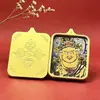 Modelo Año Nuevo del Caballo Chapado en Oro Thangka Colgante Amuleto Amarillo Joyería Collar de Acero de Titanio Regalo Dios Amarillo de la Riqueza Auspicioso Unisex