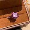 Anillo de Moda Ultra Brillante Corte Fuego Artificial Verde Transmitido en Vivo para Mujer, Incrustado con Diamante de Alto Carbono, Azul Tanzanita, Anillo Chapado en Oro Negro