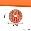 Accesorios de llavero de monedas Shangui de latón de imitación al por mayor del fabricante, monedas antiguas de color rojo cinabrio, colgantes de monedas de cobre Bagua de imitación
