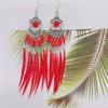 Nuevos Pendientes de Plumas Bohemios, Pendientes Largos Estilo Étnico Retro con Goteo de Aceite, Pendientes Exagerados de Moda Estilo Chino Nuevo