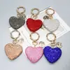 Llavero de corazón de diamantes completos colgante para llave de coche etiqueta de moda se puede abrir llavero de amor