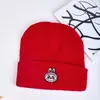 Gorro de Lana Azul de Dibujos Animados de Moda, Gorro de Punto para Otoño e Invierno, Gorro Negro Cálido Bordado para Estudiantes, Unisex