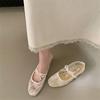 Sapatos de malha respirável único sapatos femininos aumento de altura primavera 2025 arco novo boca rasa sapatos mary jane fada