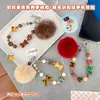 Corrente de Contas para Celular com Pingente Estampa Leopardo Mocha Tendência Pingente Fofo de Pelúcia para Bolsa de Menina Chaveiro para Carro Suprimento