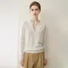 Suéter de Punto con Hebilla y Cuello en V Estilo Otoño 100% Cachemira Pura para Mujer, Holgado, Capa Interior, Top Base Adelgazante