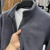 Cardigã de Lã Sintética Masculino com Gola Alta, Jaqueta de Lã Outono e Inverno, Jaqueta de Lã Espessa para Comércio Exterior Transfronteiriço