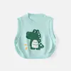 Chaleco Tejido de Dinosaurio para Bebés, Estilo Delgado con Aberturas Laterales, Suéter sin Mangas Clase A para Bebés y Niños Pequeños de Primavera y Otoño