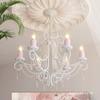 Candelabro de Velas Francés Luz Principal de Sala de Estar Escalera Cristal Luz de Comedor 2025 Nuevo Blanco Retro Lámparas de Dormitorio