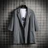 Nuevo Traje de Chaqueta Delgado de Manga Corta para Hombre Verano 2022 Estilo Hong Kong Juvenil Casual Simple Holgado Traje Individual