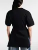 Camiseta Longmei de Algodão Puro com Design Único Slim-Fit para Mulheres Nova Coleção Primavera/Verão 2026 Top de Manga Curta com Barra Irregular