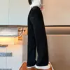 Calça Jeans Feminina 2026 Outono Novidades Crianças Médias e Grandes Perna Reta Perna Larga Calças Casuais Infantis Finas Pretas Longas Tendência