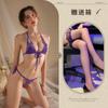 Fogo Laranja Novo Sexy Três pontos Sexy Lingerie Sem virilha Biquíni Tentação plus size Roupa Feminina para Cabelo