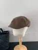 Ding Zouzou 2025 Nuevo Retro Británico Cuero Marrón Gorra Visera Mujer Otoño Boina Literaria Boina de Pintor