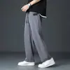 Nuevos Pantalones de Seda de Hielo 2025 para Hombre, Verano Delgado Estilo High-Street, Pantalones Anchos Rectos con Caída, Pantalones Largos Casuales Deportivos de Verano