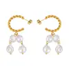 Brincos Bohemian Europeu e Americano com Torção de Pérola Artificial Moda Elegante Titânio Aço Banhado a Ouro 18k